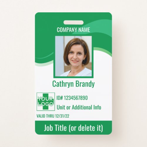 Green custom Employee Security Id logo Bar Code Badge