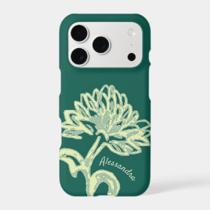 Green Custom Floral Sage Wildflower Hand Drawn iPhone 17 Pro Case