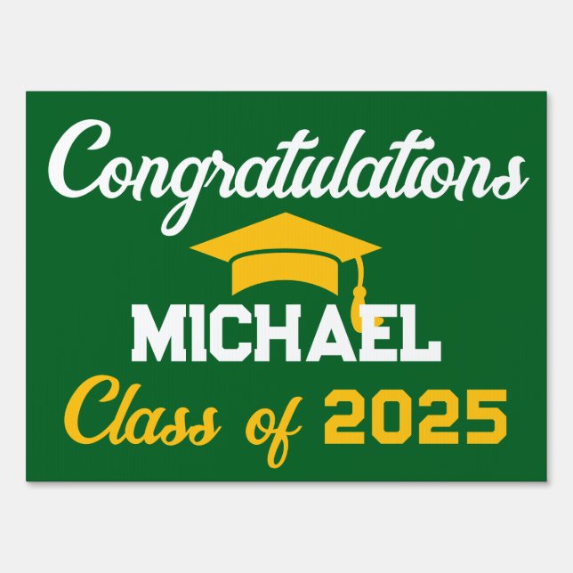Green Custom Graduation Congrats Class of 2025 Sign (Front)