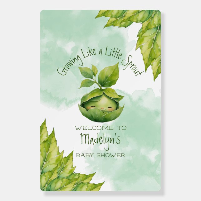 Green Custom Illustrated Nature Baby Shower Foam Board (Front)