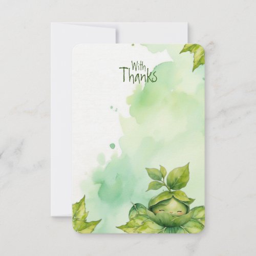 Green Custom Illustrated Nature Baby Shower Thank You Card