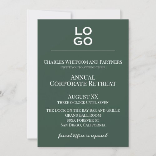 Green Custom Logo Business or Corporate Event  Invitation