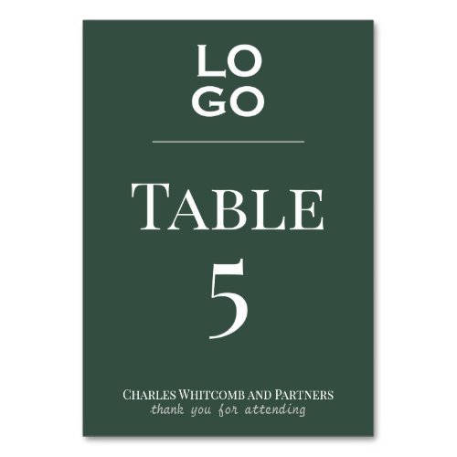 Green Custom Logo Business or Corporate Event  Table Number