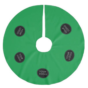 Green Custom Logo Company Business Brushed Polyester Tree Skirt