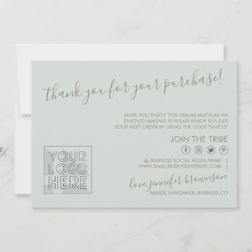 Green Custom logo QR code Candle Care Instruction Thank You Card