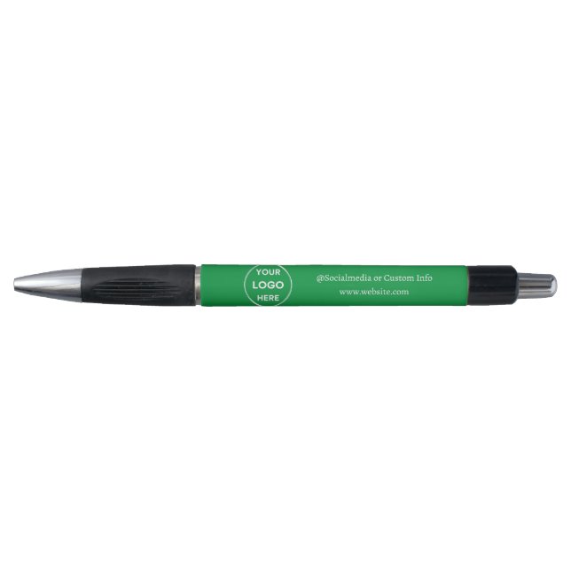 Green Custom Logo Text Modern Minimalist Business Pen (Front)