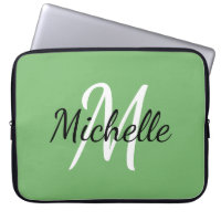 Green Custom Monogram Laptop Sleeve