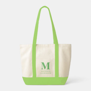 Green Custom Monogram Name Tote Bag
