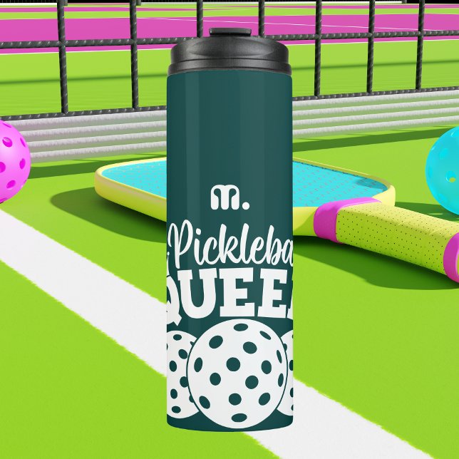 Green Custom Monogram Pickleball Queen Thermal Tumbler (Creator Uploaded)