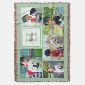 Green Custom Monogrammed 5 Photo Picture Collage Throw Blanket (Front Vertical)