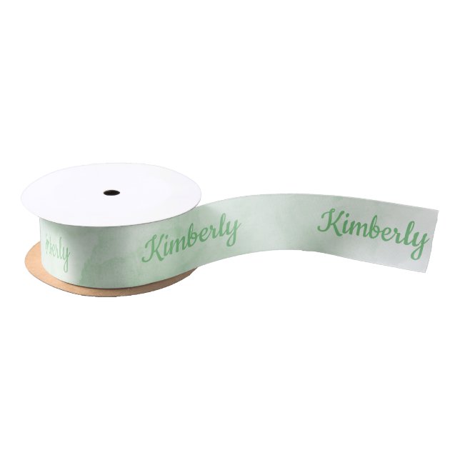 Green Custom Name Personalized Satin Ribbon (Spool)