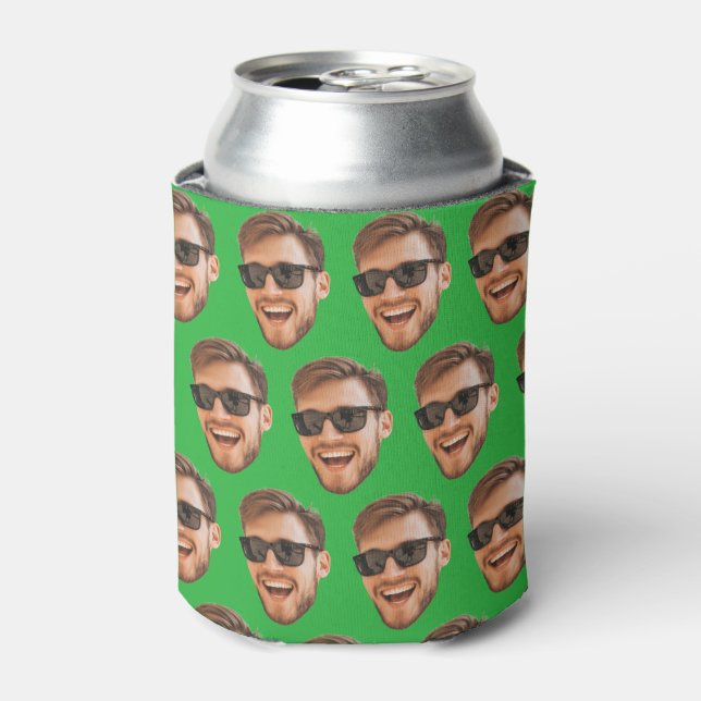 Green Custom Photo Party Supplies With Face Can Cooler (Can Front)