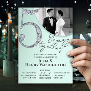 Green Custom Photo Wedding Anniversary Invitation