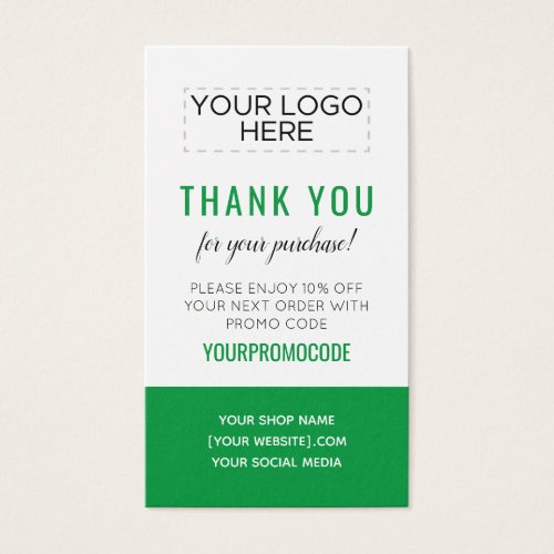 Green Custom Promo Code Discount Card