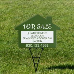 Green Custom Simple House For Sale Real Estate Sign