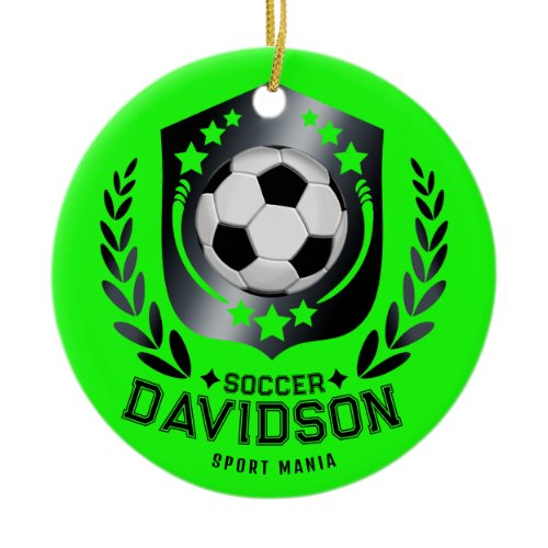 Green Custom Soccer Ball | Personalized Text  Gift Ceramic Ornament