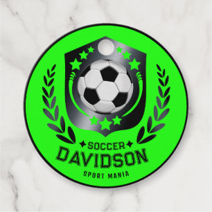 Green Custom Soccer Ball Personalized Text Gift Favor Tags