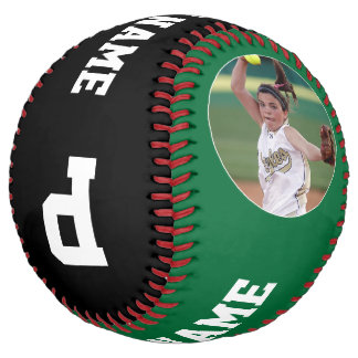Green Custom Softball Player Photo Name & Number