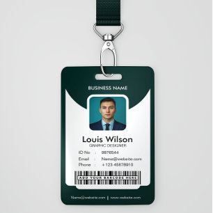 Green   Customizable Employee ID Company Security Badge