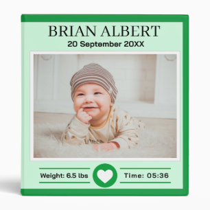 Green customized baby photo album 3 ring binde binder