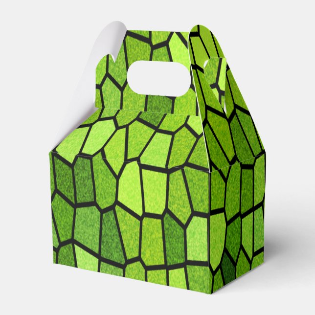 Green Cut Glass Look  Favor Boxes (Front Side)