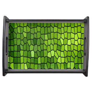 Green Cut Glass Look  Serving Tray