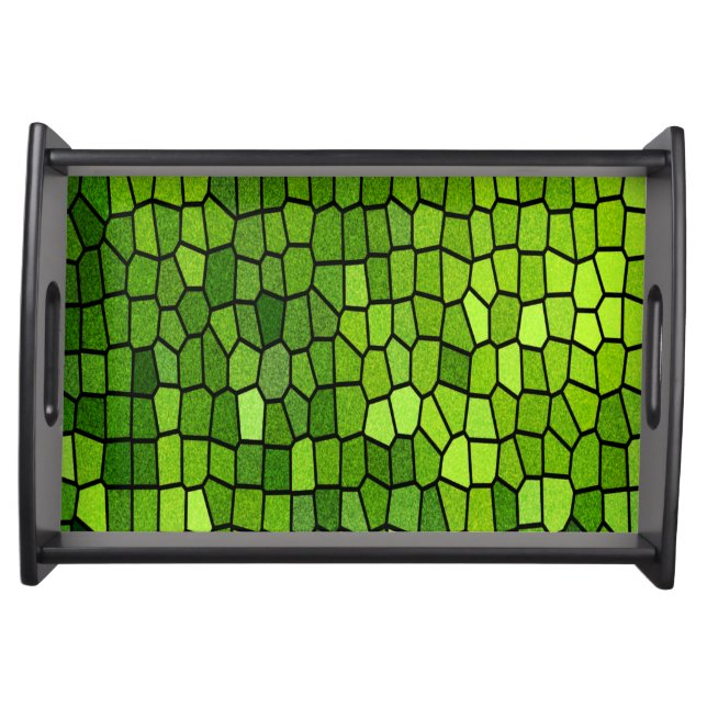 Green Cut Glass Look  Serving Tray (Front)
