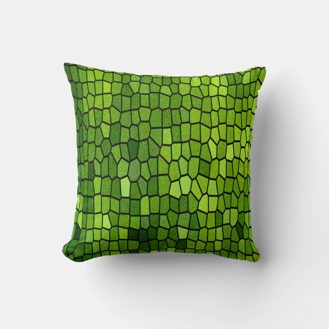 Green Cut Glass Look  Throw Pillow (Front)