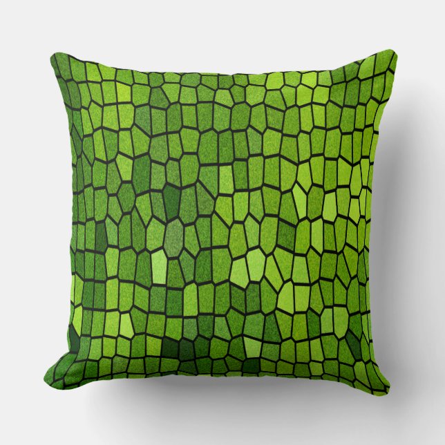 Green Cut Glass Look  Throw Pillow (Front)