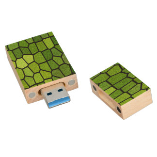 Green Cut Glass Look Wood Flash Drive
