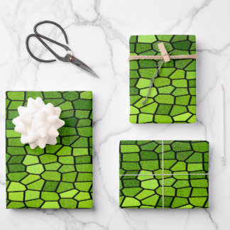 Green Cut Glass Look  Wrapping Paper Sheets