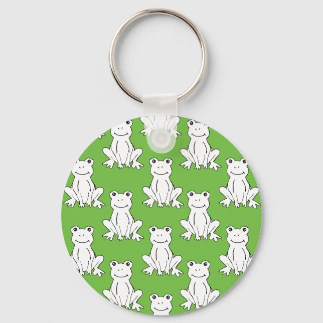 Green Cute Animal Pattern Cartoon Frog Pattern Keychain (Front)