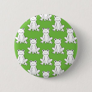 Green Cute Animal Pattern Cartoon Frog Pattern Pinback Button