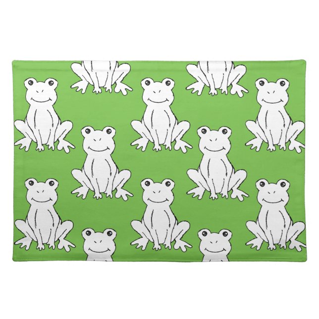 Green Cute Animal Pattern Cartoon Frog Pattern Placemat (Front)