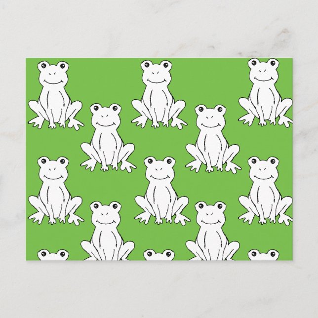 Green Cute Animal Pattern Cartoon Frog Pattern Postcard (Front)