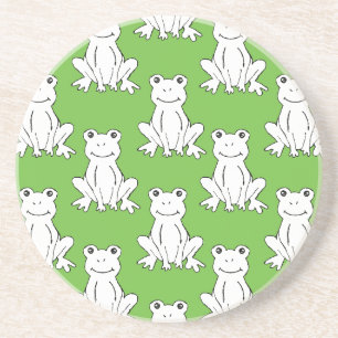 Green Cute Animal Pattern Cartoon Frog Pattern Sandstone Coaster