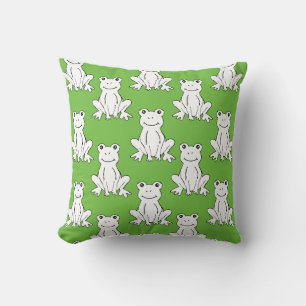 Green Cute Animal Pattern Cartoon Frog Pattern Throw Pillow