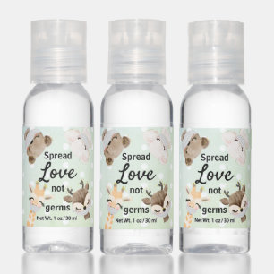 Green Cute Animals With Masks Spread Love Not Germ Hand Sanitizer