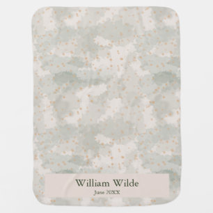 Green Cute Baby Boy Star & Clouds Keepsake Blanket