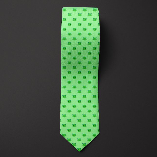 Green Cute Cat Neck Tie (Creator Uploaded)
