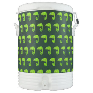 Green cute chameleon beverage cooler