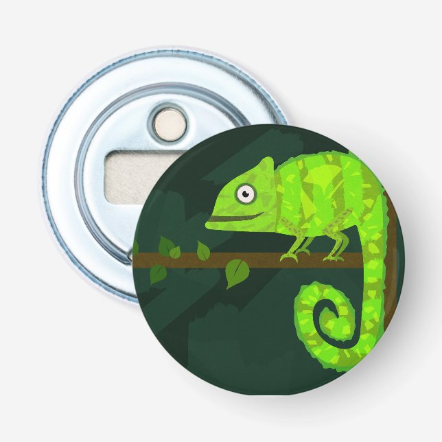 Green cute chameleon bottle opener (Front)