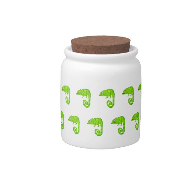 Green cute chameleon candy jar (Front)