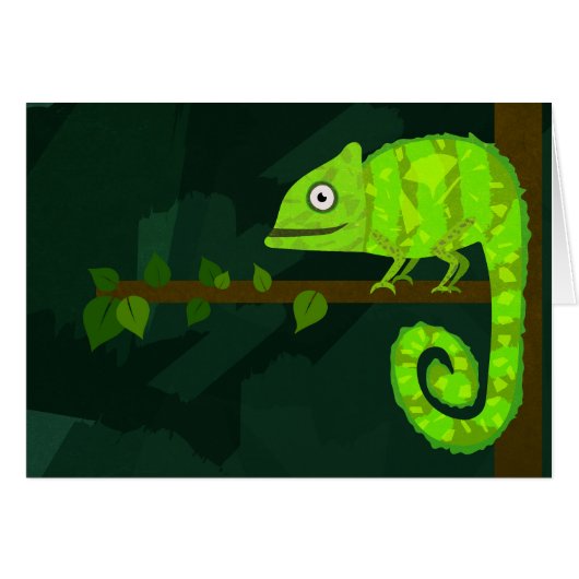 Green cute chameleon cards (Front Horizontal)