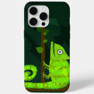 Green cute chameleon iPhone 15 pro max case