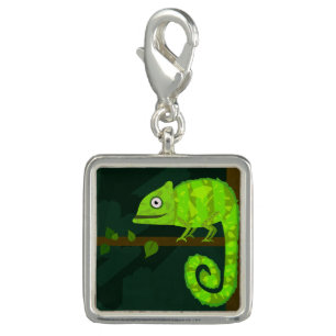 Green cute chameleon charm