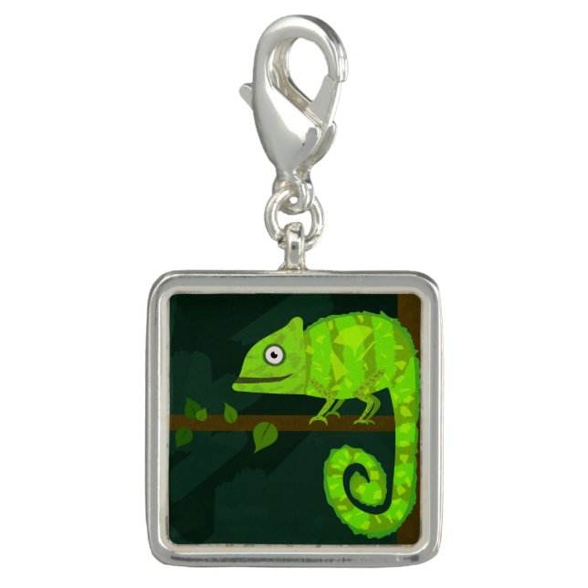 Green cute chameleon charm (Front)
