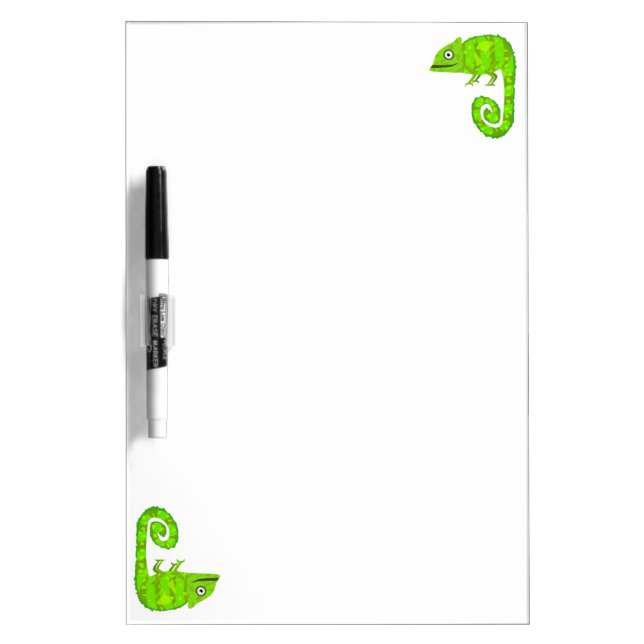 Green cute chameleon dry erase board (Front)