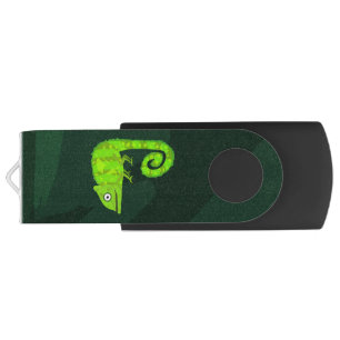 Green cute chameleon flash drive