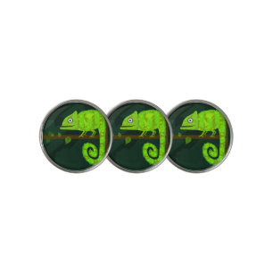 Green cute chameleon golf ball marker